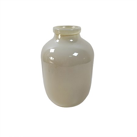 VASO DECORATIVO EM VIDRO BEGE CLARO