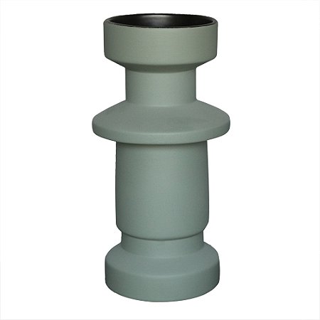 VASO DECORATIVO EM CERAMICA CINZA 16X16X32 CM