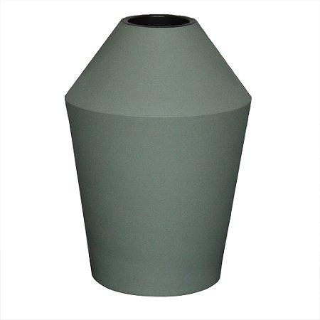 VASO DECORATIVO EM CERAMICA - CINZA - 13X13X19CM