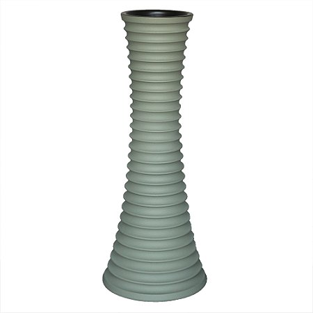 VASO DECORATIVO EM CERAMICA - CINZA -16X16X43CM