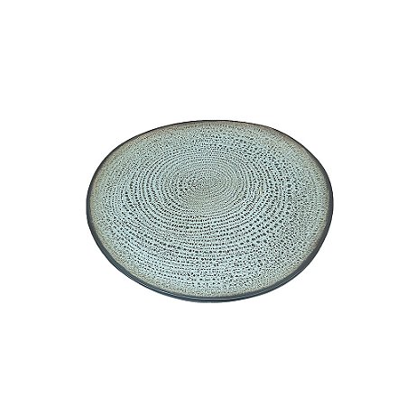 CJ DE PRATO EM PORCELANA VERDE COM DETALHES MARROM 6PCS