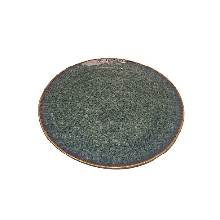CJ DE PRATO EM PORCELANA VERDE COM DETALHE EM BEGE 6PCS