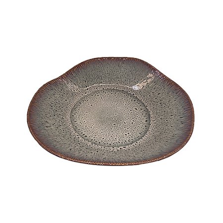 CJ DE SALADEIRA EM PORCELANA BEGE COM DETALHE MARROM 4PCS