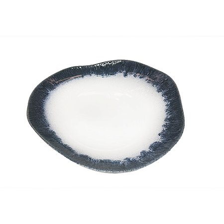 CJ DE SALADEIRA EM PORCELANA BRANCO COM DETALHES AZUL 4PCS