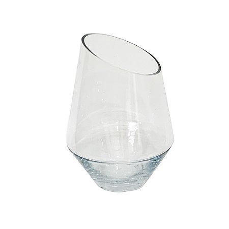 VASO DECORATIVO EM VIDRO CORTE DIAGONAL TRANSPARENTE