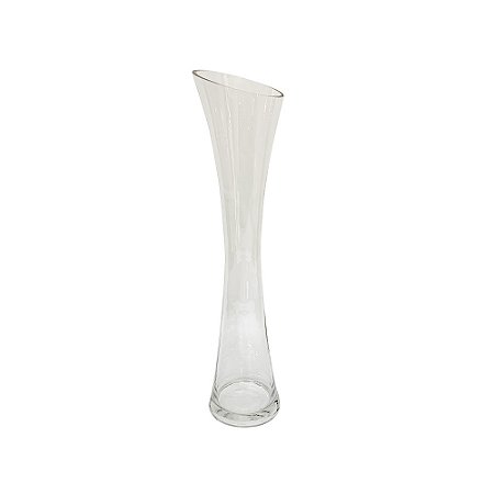 VASO DECORATIVO EM VIDRO CORTE DIAGONAL TRANSPARENTE