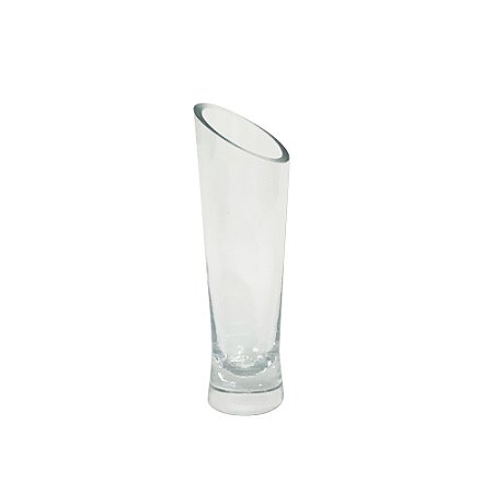VASO DECORATIVO EM VIDRO CORTE DIAGONAL TRANSPARENTE