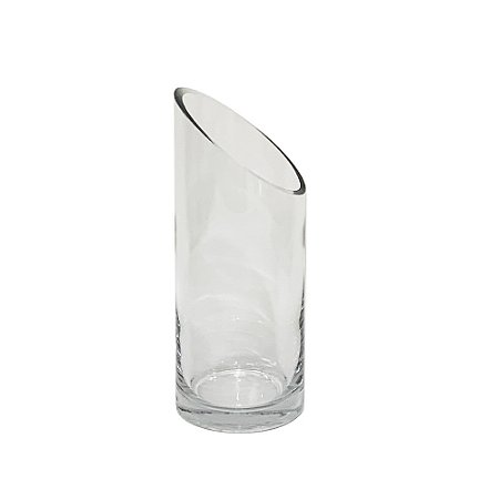 VASO DECORATIVO EM VIDRO CORTE DIAGONAL TRANSPARENTE
