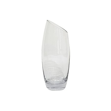 VASO DECORATIVO EM VIDRO CORTE DIAGONAL TRANSPARENTE