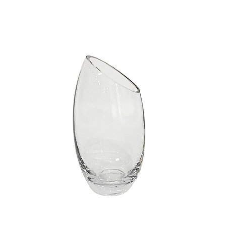 VASO DECORATIVO EM VIDRO CORTE DIAGONAL TRANSPARENTE