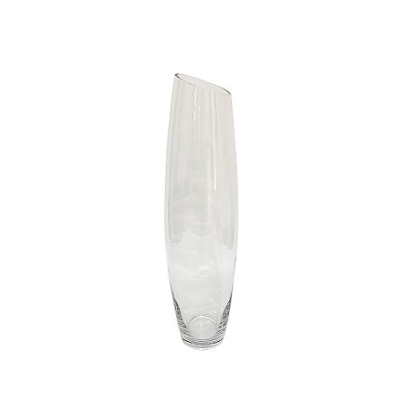 VASO DECORATIVO EM VIDRO CORTE DIAGONAL TRANSPARENTE