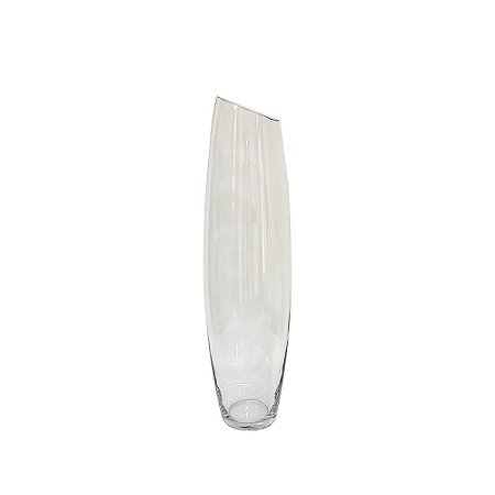 VASO DECORATIVO EM VIDRO CORTE DIAGONAL TRANSPARENTE