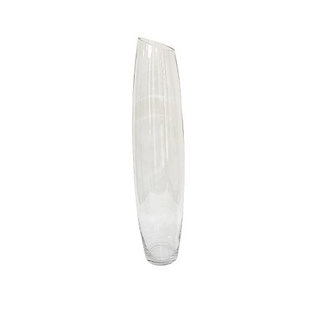 VASO DECORATIVO EM VIDRO CORTE DIAGONAL TRANSPARENTE