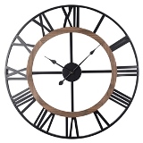 RELÓGIO DECORATIVO EM MADEIRA E METAL MARROM E PRETO