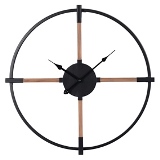 RELOGIO DECORATIVO EM MADEIRA E METAL MARROM E PRETO