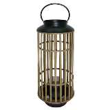LANTERNA DE BAMBU COM DETALHES EM METAL