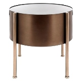 MESA DE METAL E VIDRO DOURADA E BRONZE