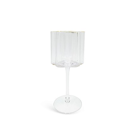CJ DE TACAS EM VIDRO TRANSPARENTE COM BORDA DOURADA 6PCS - 330ML