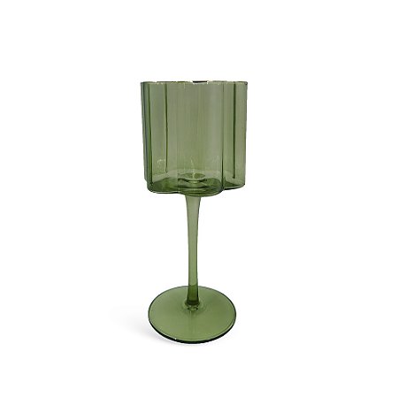 CJ DE TACAS EM VIDRO VERDE COM BORDA DOURADA 6PCS - 330ML