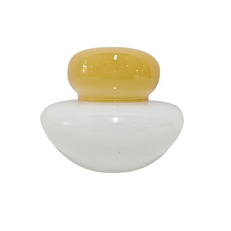 GARRAFA DECORATIVA EM VIDRO AMARELO E BRANCO