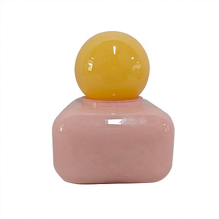 GARRAFA DECORATIVA EM VIDRO ROSA E AMARELO