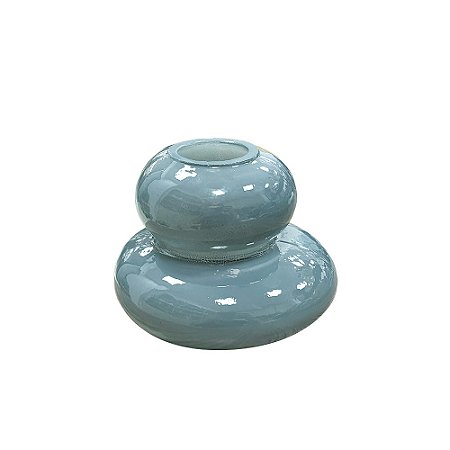 VASO DECORATIVO ORGANICO EM VIDRO CINZA