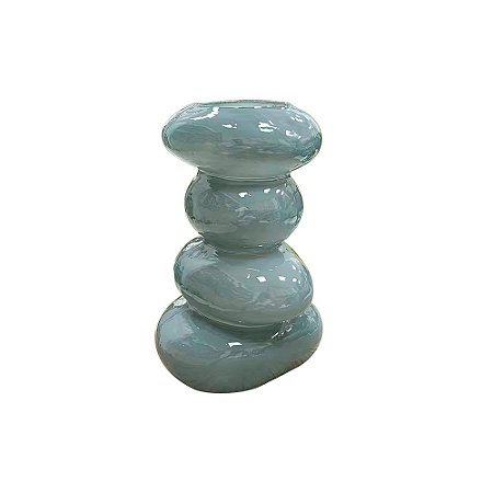 VASO DECORATIVO ORGANICO EM VIDRO CINZA