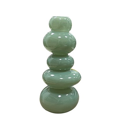VASO DECORATIVO ORGANICO EM VIDRO VERDE