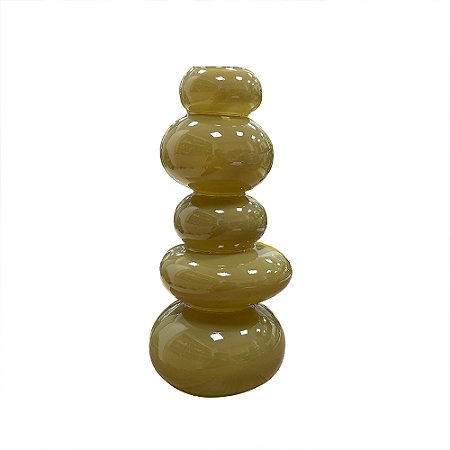VASO DECORATIVO ORGANICO EM VIDRO BEGE
