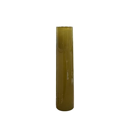 VASO DECORATIVO CILINDRICO EM VIDRO AMBAR
