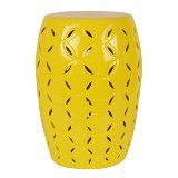 BANQUETA SEAT GARDEN DE CERAMICA - AMARELO - 31X31X43 CM