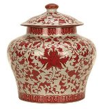 POTE DECORATIVO DE CERAMICA VERMELHO E BRANCO