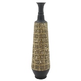VASO DE METAL PRETO E BEGE