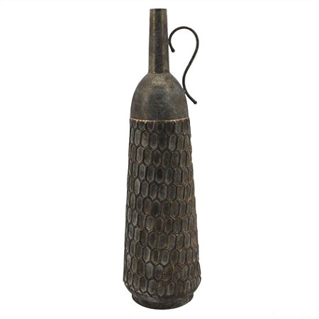 VASO DE METAL CINZA E DOURADO