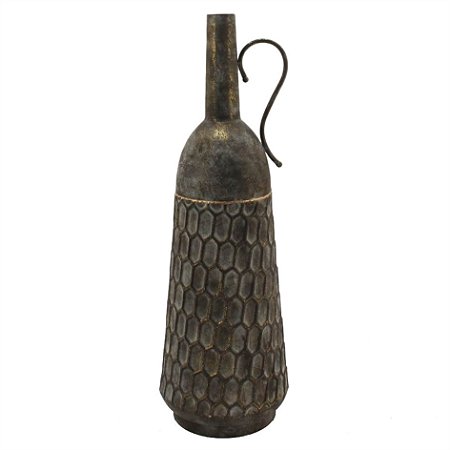 VASO DE METAL CINZA E DOURADO