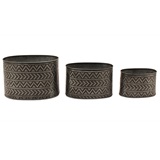 CONJ DE CACHEPOTS DE METAL PRETO E BRANCO - 3 PCS