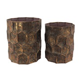 CONJ DE VASOS DE METAL DOURADO ENVELHECIDO - 2 PCS