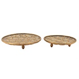 CONJ DE BANDEJAS DE METAL CINZA - 2 PCS
