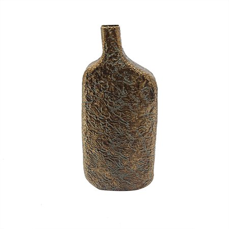 VASO DECORATIVO EM METAL DOURADO ENVELHECIDO