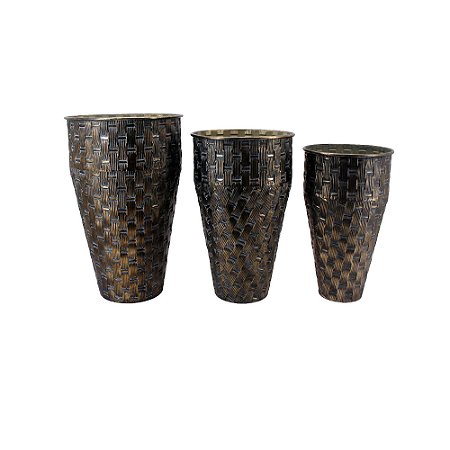 CJ DE VASOS DECORTIVOS EM METAL BRONZE 3PCS