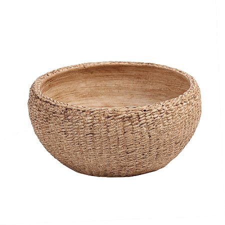 VASO DECORATIVO TRAMADO EM CIMENTO MARROM