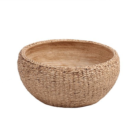 VASO DECORATIVO TRAMADO EM CIMENTO MARROM