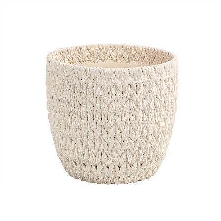 VASO DECORATIVO TRAMADO EM CIMENTO BRANCO