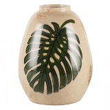 VASO DE CERAMICA BEGE COM FOLHA