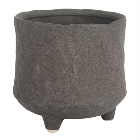 POTE DE CERAMICA CINZA ESCURO