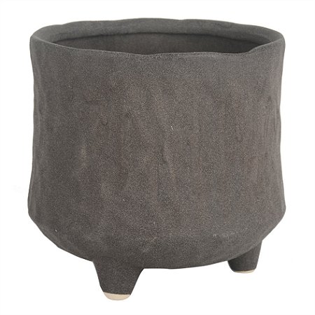 POTE DE CERAMICA CINZA ESCURO