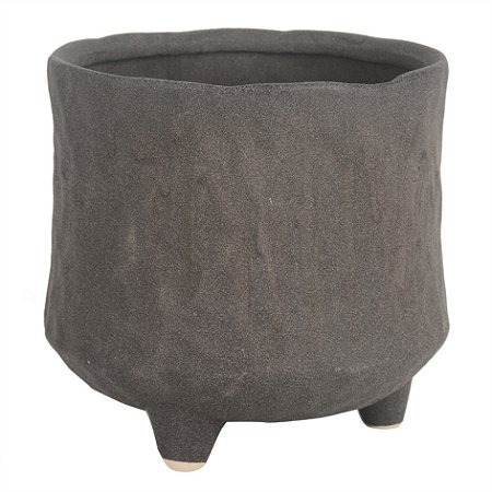 POTE DE CERAMICA CINZA ESCURO