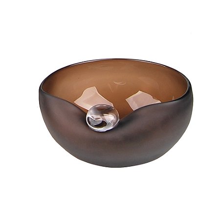 VASO DECORATICO EM VIDRO COM DETALHE BOLA MARROM