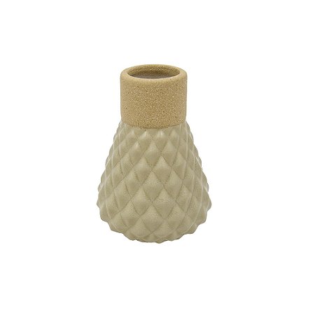 VASO DECORATIVO CERAMICA VERDE E BEGE