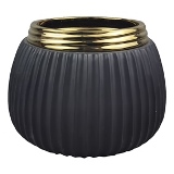 VASO DE CERAMICA PRETO E DOURADO